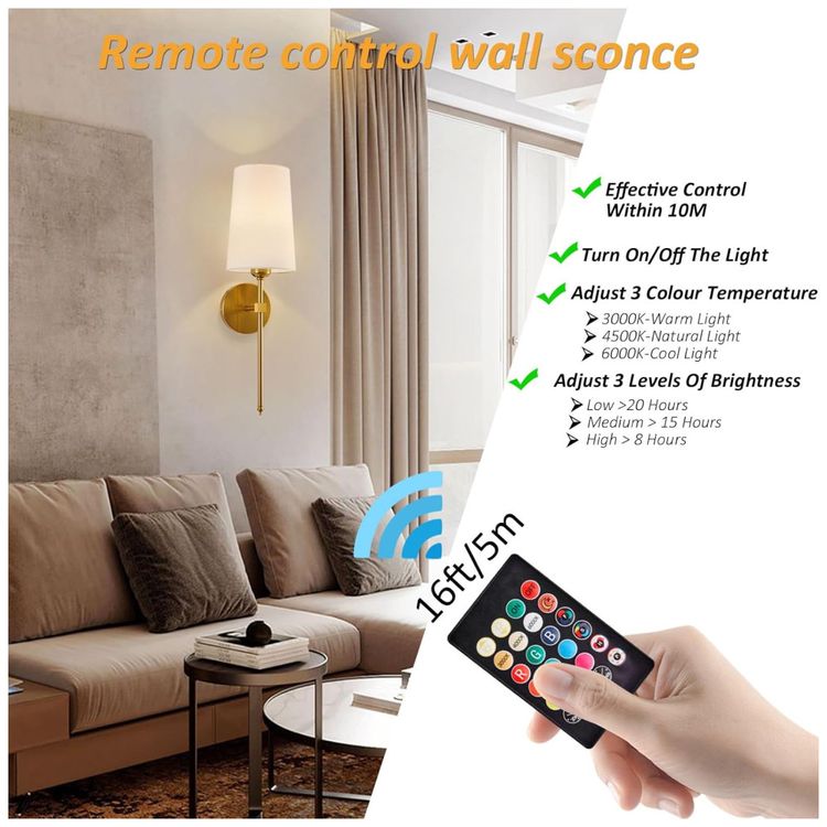 Conjunto-de-Luminaria-de-Parede-Sem-Fio-com-Controle-Remoto-Imagem-2
