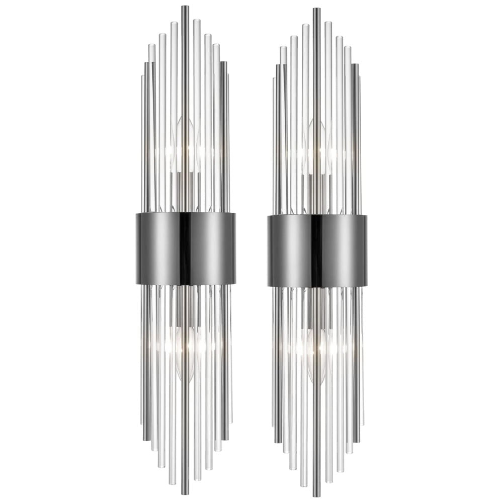 Conjunto de Luminária de Parede em Cristal de Vidro Transparente com 2 Peças, Transmissão de Luz Suave e Uniforme, 110V SHAWNKEY, Prata e Preto