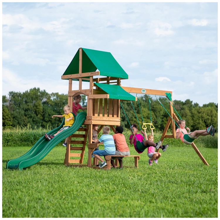 Playground-Infantil-de-Madeira-com-Mesa-de-Pequinique-Imagem-1