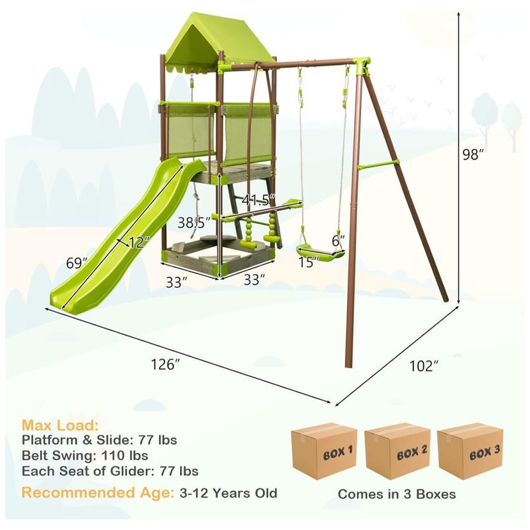 Playground-Infantil-de-Metal-com-Corda-de-Escalada-Caixa-Imagem-2