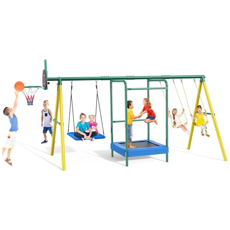 Playground-Infantil-de-Metal-com-Cesta-de-Basquete-Imagem-0