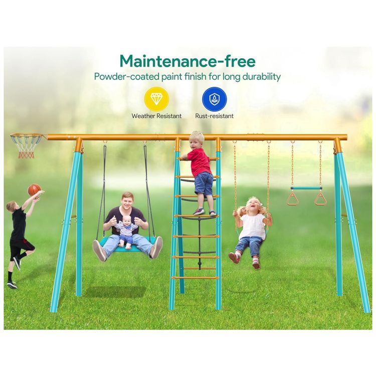 Playground-Infantil-de-Metal-com-Cesta-de-Basquete-Barra-Imagem-6