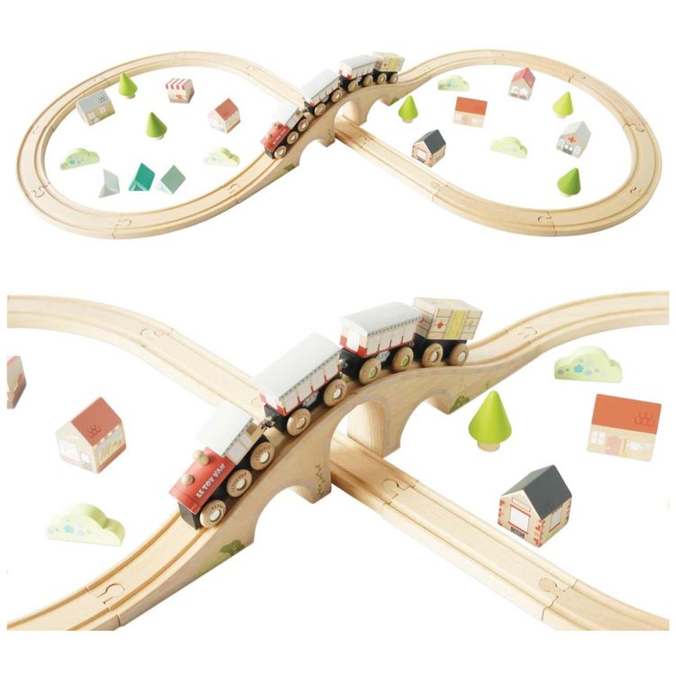 Conjunto-de-Trem-de-Madeira-com-Trilho-em-Forma-de-Infinito-Imagem-0