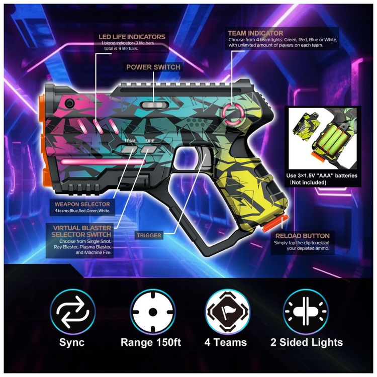 Conjunto-de-Pistola-de-Brinquedo-c-Laser-Tag-2-Pistolas-e-Imagem-1