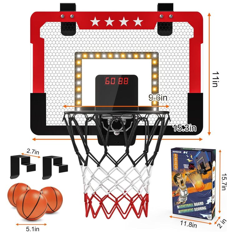 Cesta-de-Basquete-com-4-Bolas--Luz-LED-Placar-Duplo-Imagem-6