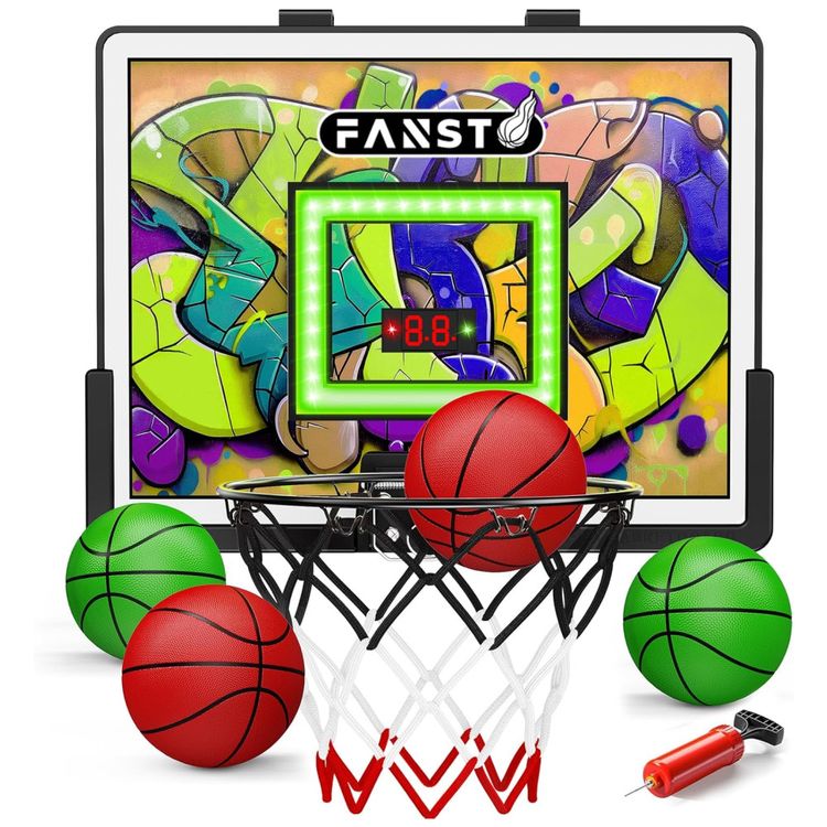 Cesta-de-Basquete-com-4-Bolas--Luz-LED-Anti-impacto-Imagem-0