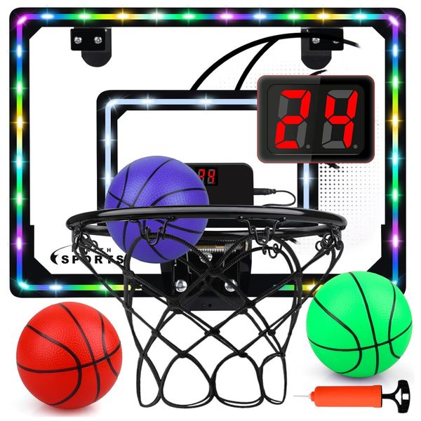 Cesta-de-Basquete-com-3-Bolas-Placar-Eletronico-Luzes-LED-Imagem-0