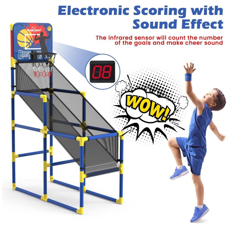 Jogo-de-Basquete-Arcade-Infantil-com-4-Bolas-Placar-Imagem-1