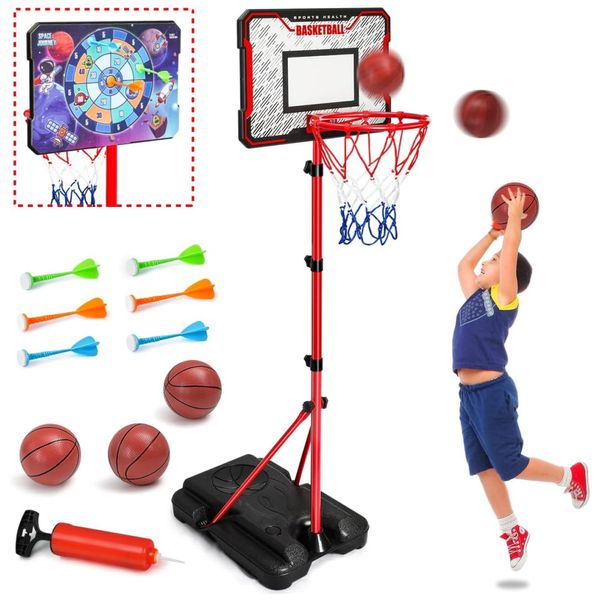 Cesta-de-Basquete-com-3-Bolas-e-Altura-Ajustavel-de-1-Metro-Imagem-0