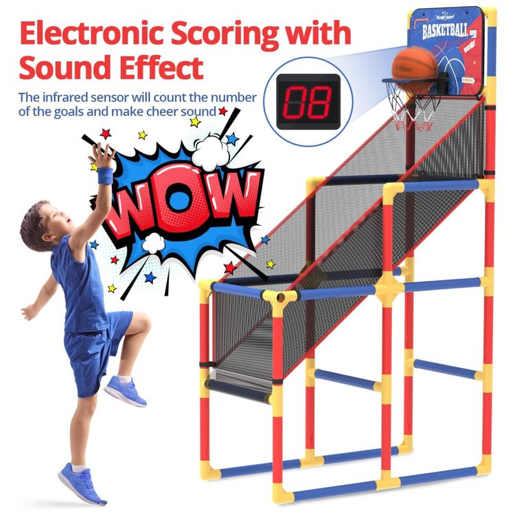 Jogo-de-Basquete-Arcade-Infantil-com-4-Bolas-Placar-Imagem-1