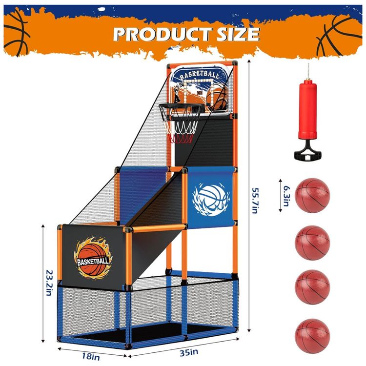 Jogo-de-Basquete-Arcade-Infantil-com-4-Bolas-Placar-Imagem-4