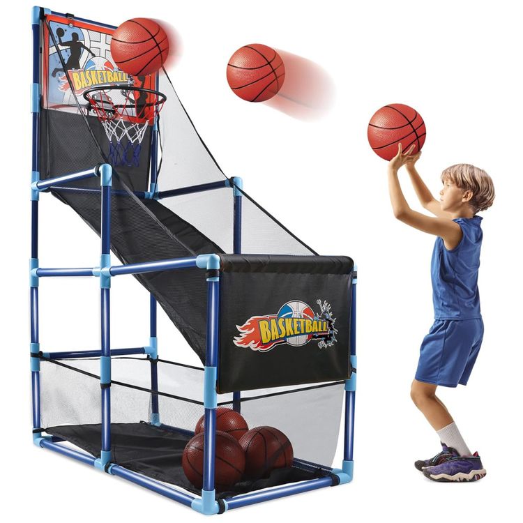 Jogo-de-Basquete-Arcade-Infantil-com-4-Bolas-e-Bomba-de-Ar-Imagem-0