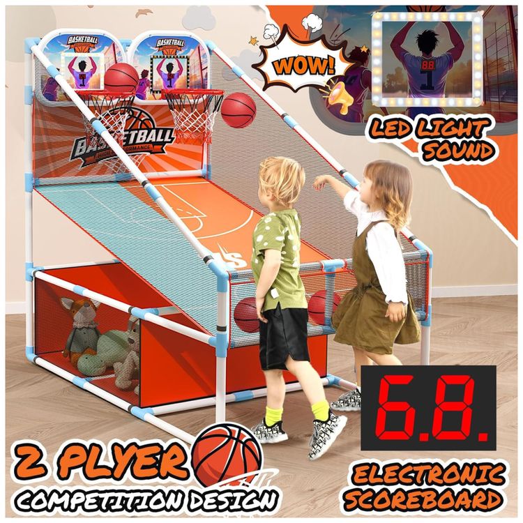 Jogo-de-Basquete-Arcade-Infantil-para-2-Jogadores-com-4-Imagem-1