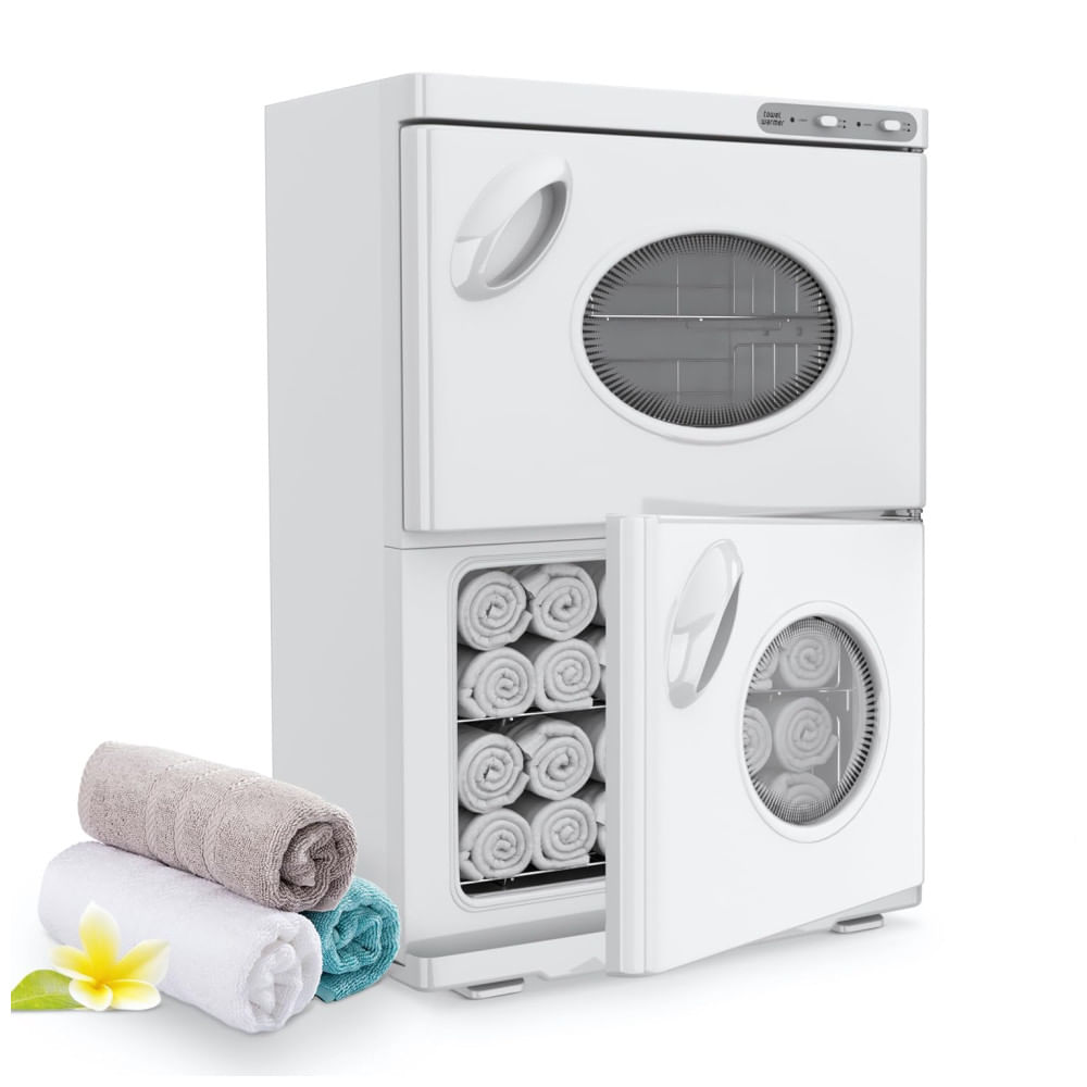 Aquecedor de Toalhas Duplo Profissional com 46L de Capacidade e Janela Ideal para Ambientes de Banho e Spa, 110V, SalonDepot, Branco