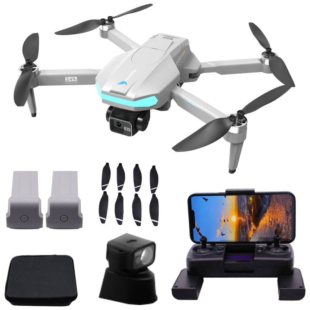 Drone GPS com Cardan 3 Eixos 4K EIS, 250g, 50min de Voo, RC FPV 5G, Voo Circular, Siga-me e Retorno Inteligente para Adultos, Fessiconys, Cinza