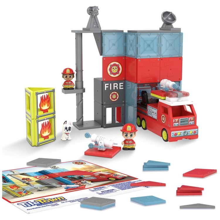 Playset-Magnetico-Estacao-de-Bombeiros-e-Caminhao-de-Imagem-0