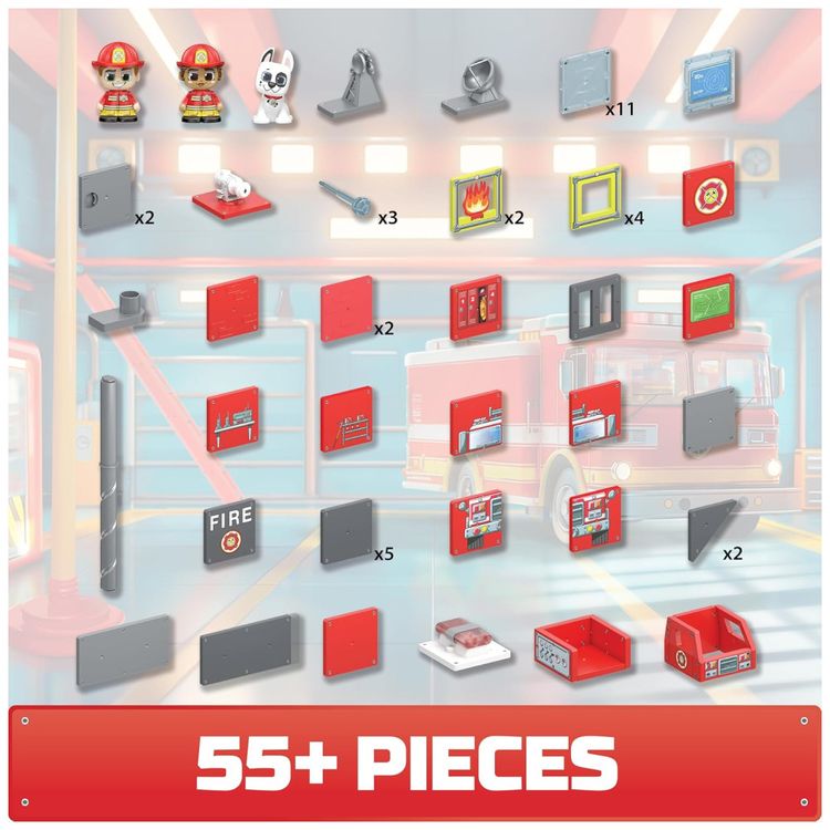 Playset-Magnetico-Estacao-de-Bombeiros-e-Caminhao-de-Imagem-5