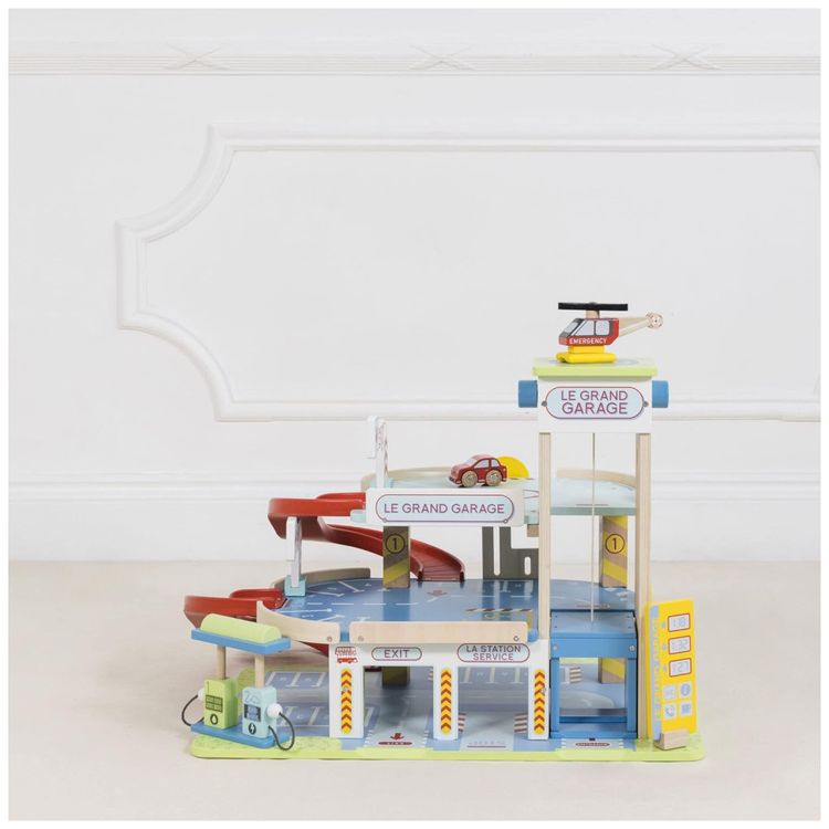 Conjunto-de-Garagem-de-Madeira-para-Brinquedo-com-Carros-Imagem-4