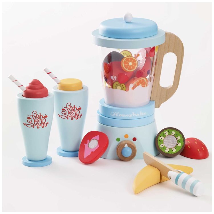 Liquidificador-e-Conjunto-de-Frutas-de-Madeira-Premium-Imagem-1