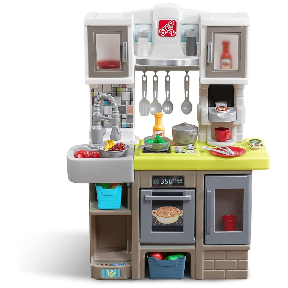 Cozinha Infantil, Brinquedo Interativo com Luzes e Sons, 25 Acessórios, Para Crianças a Partir de 2 Anos, Step2 Chef, Cinza