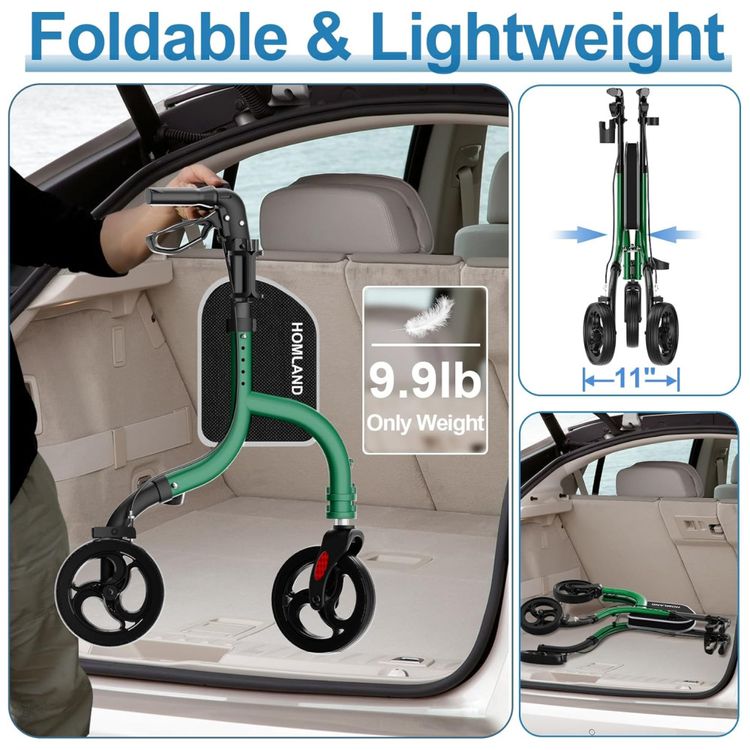 Andador-Dobravel-para-Idosos-de-3-Rodas-com-Suporte-para-Imagem-5