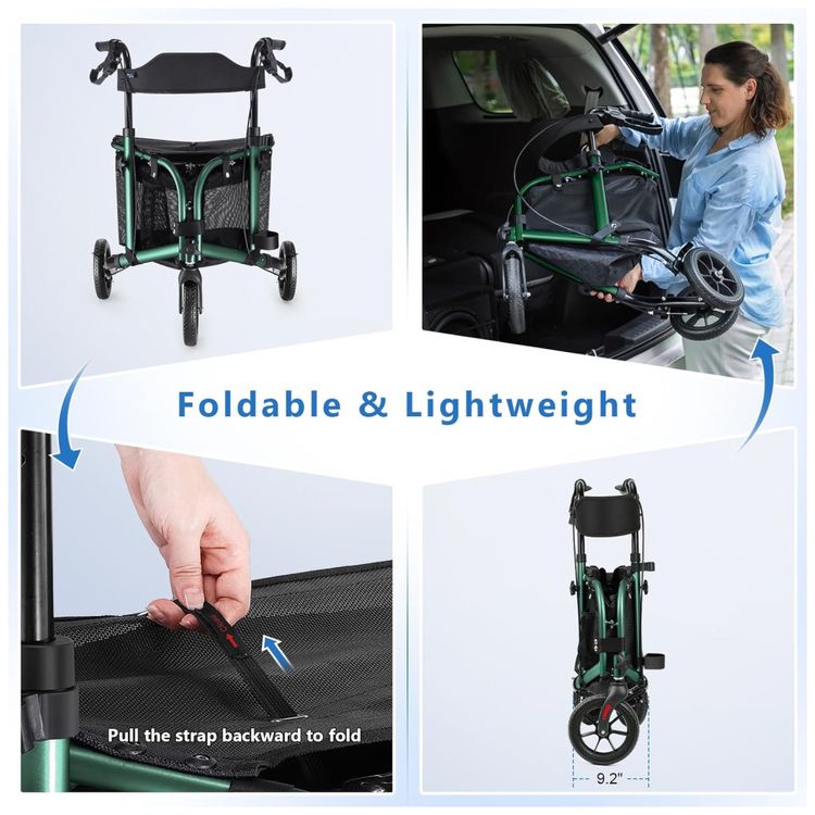 Andador-Dobravel-de-3-Rodas-com-Assento-Acolchoado-Ideal-Imagem-3