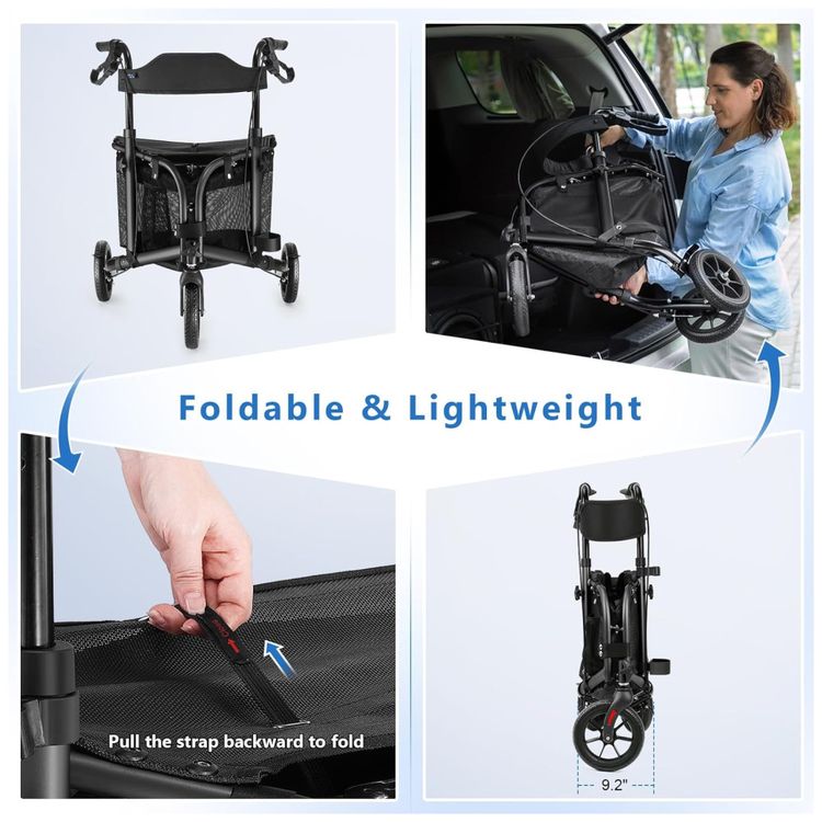 Andador-Dobravel-de-3-Rodas-com-Assento-Acolchoado-Ideal-Imagem-3