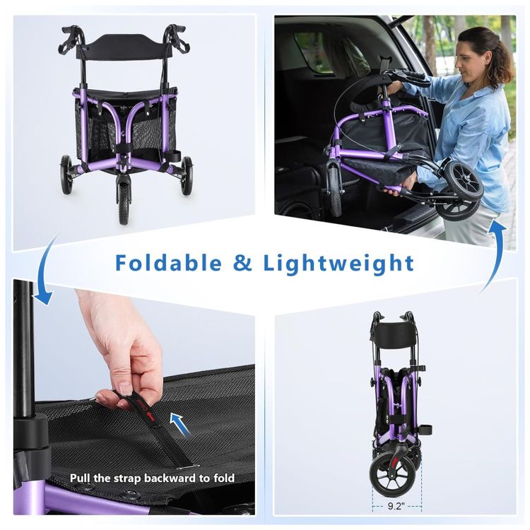 Andador-Dobravel-de-3-Rodas-com-Assento-Acolchoado-Ideal-Imagem-4