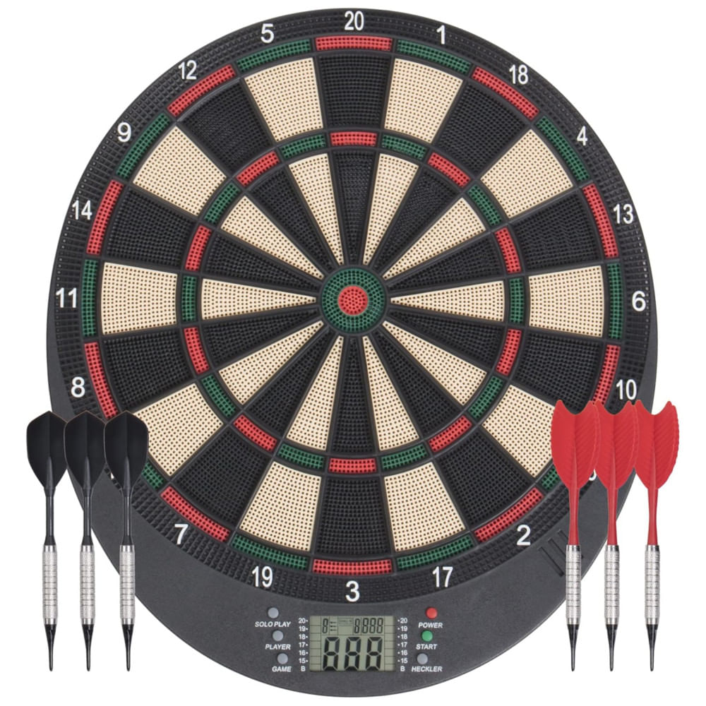 Jogo De Dardos Eletrônico, Dardos Leve Com Displays LCD, Função Heckler, Pontuação Para 8 Jogadores, 21 Jogos Com 65 Variações, Preto.Arachnid