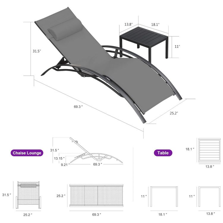 Espreguicadeiras-para-Jardim-Praia-e-Piscina-com-Mesa-Imagem-1