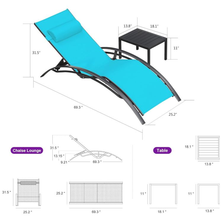 Espreguicadeiras-para-Jardim-Praia-e-Piscina-com-Mesa-Imagem-1