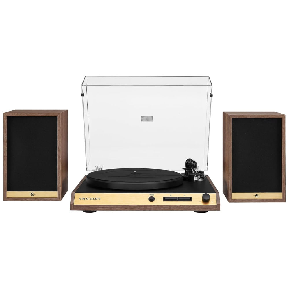 Vitrola Toca-Discos, Bluetooth, 2 Velocidades com Transmissão por Correia, Alto-Falantes de 80W e Braço de Fibra de Carbono,  C72 Crosley, Madeira