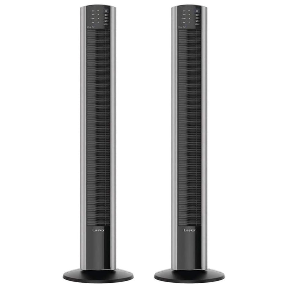 Ventilador de Torre XtraAir  com Controle Remoto, Ionizador de Ar para Sala, Quarto, Escritório e Mais, Pacote com 2,Lasko