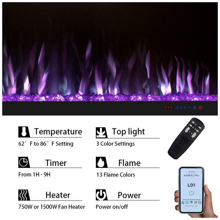Lareira-Eletrica-Inteligente-de-102-cm-com-Wi-Fi-Embutida-Imagem-4