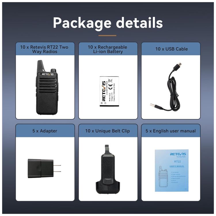 Radio-Comunicador-Walkie-Talkie-Recarregavel-Retevis-RT22-Imagem-6