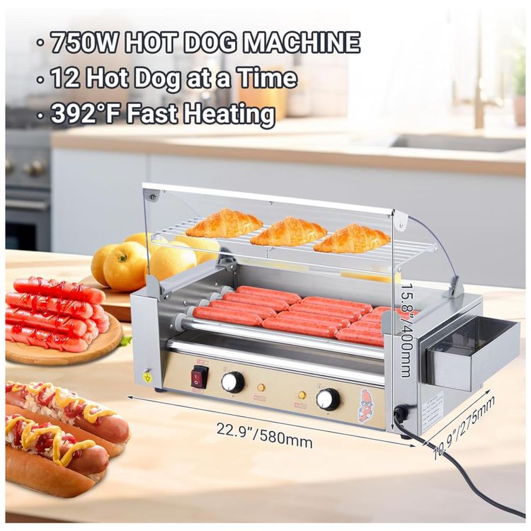 Maquina-de-Salsicha-Hot-Dog-Garvee-Grill-5-rolos-em-aco-Imagem-1