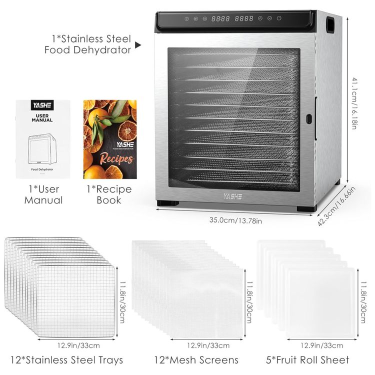 Desidratador-de-Alimentos-YASHE-12-Bandejas---1300W-Imagem-5