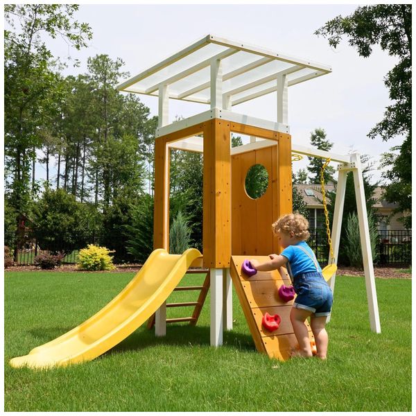 Playground-Infantil-de-Madeira-com-Escorregador-Balanco-Imagem-0