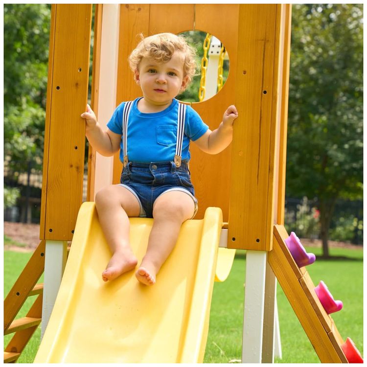 Playground-Infantil-de-Madeira-com-Escorregador-Balanco-Imagem-1