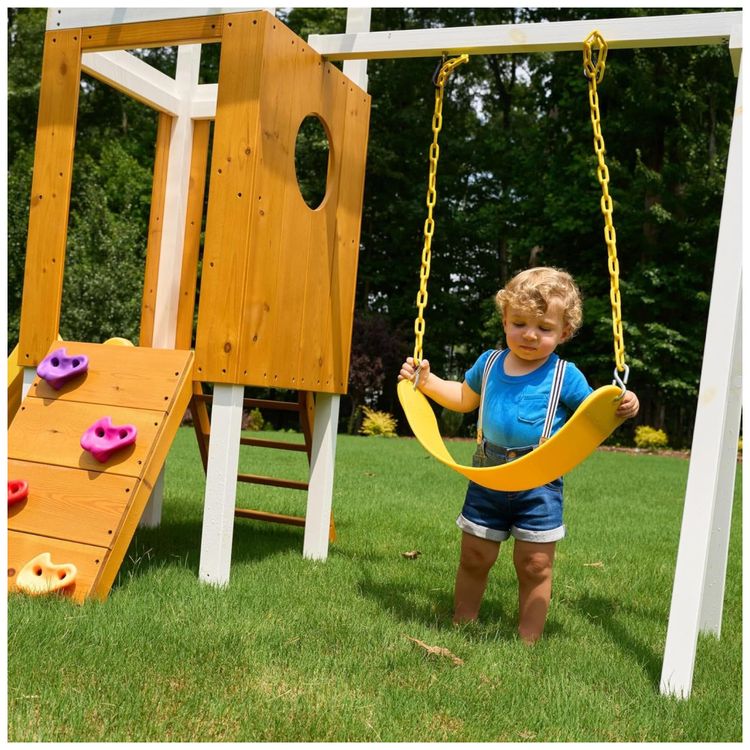 Playground-Infantil-de-Madeira-com-Escorregador-Balanco-Imagem-2