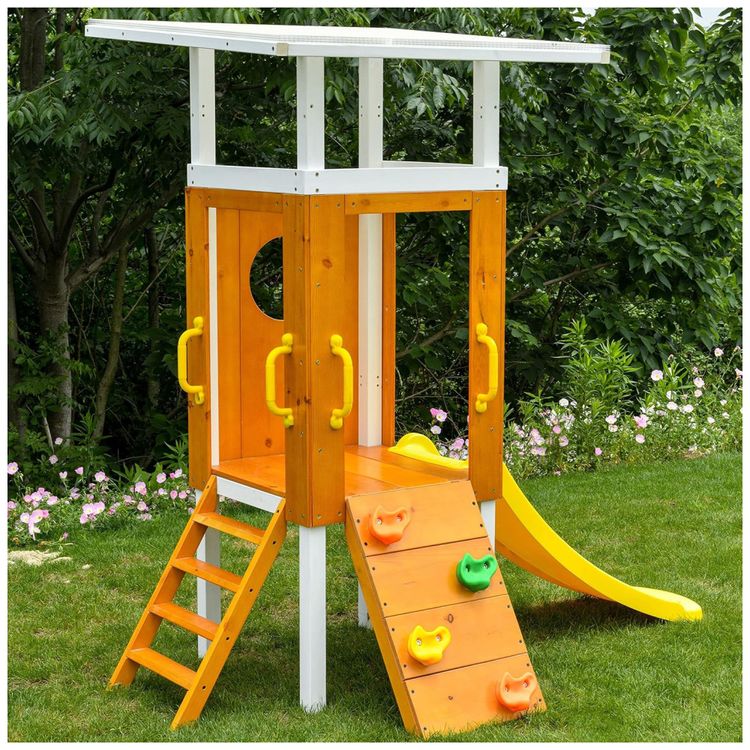 Playground-Infantil-de-Madeira-com-Escorregador-Balanco-Imagem-6