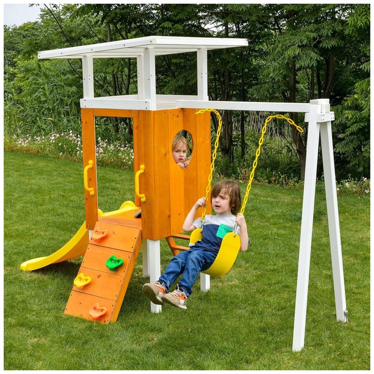 Playground-Infantil-de-Madeira-com-Escorregador-Balanco-Imagem-8