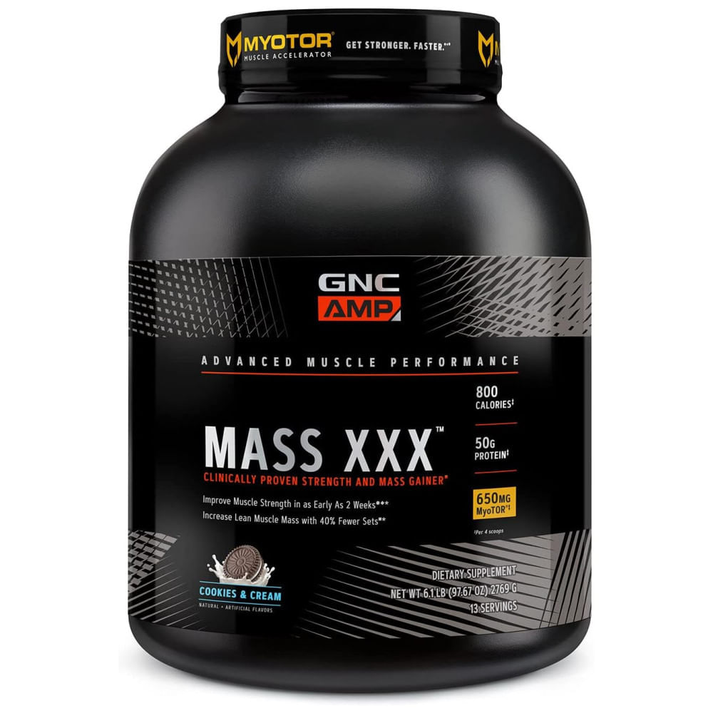 GNC AMP Mass XXX com MyoTOR Proteína em Pó , Fórmula para Construção Muscular e Suporte no Treino com BCAA e Creatina , Cookies e Creme , 13 Porções.