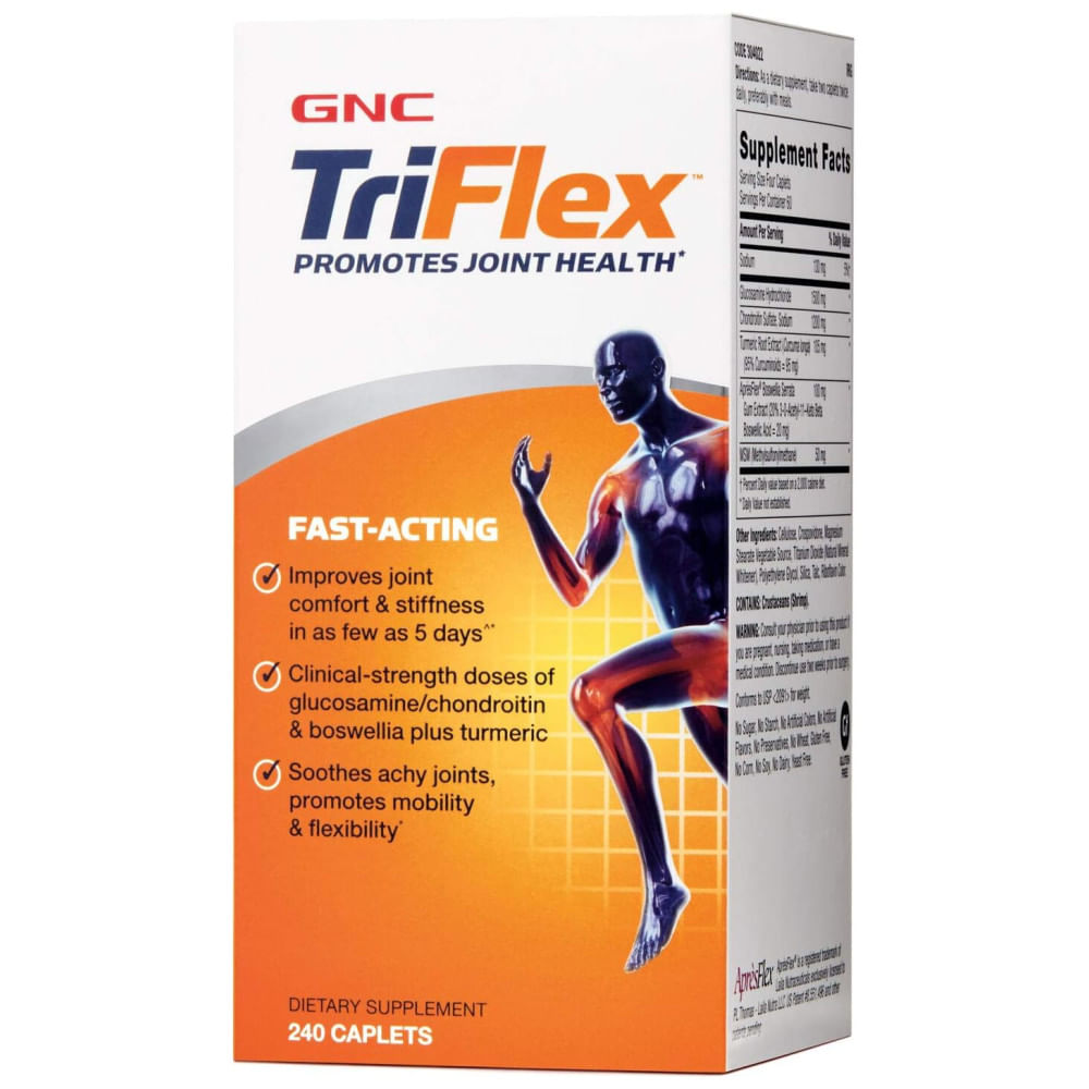 GNC TriFlex Ação Rápida, Melhora o Conforto e Rigidez nas Articulações, Doses Clínicas de Glucosamina,Condroitina, Boswellia e Cúrcuma.