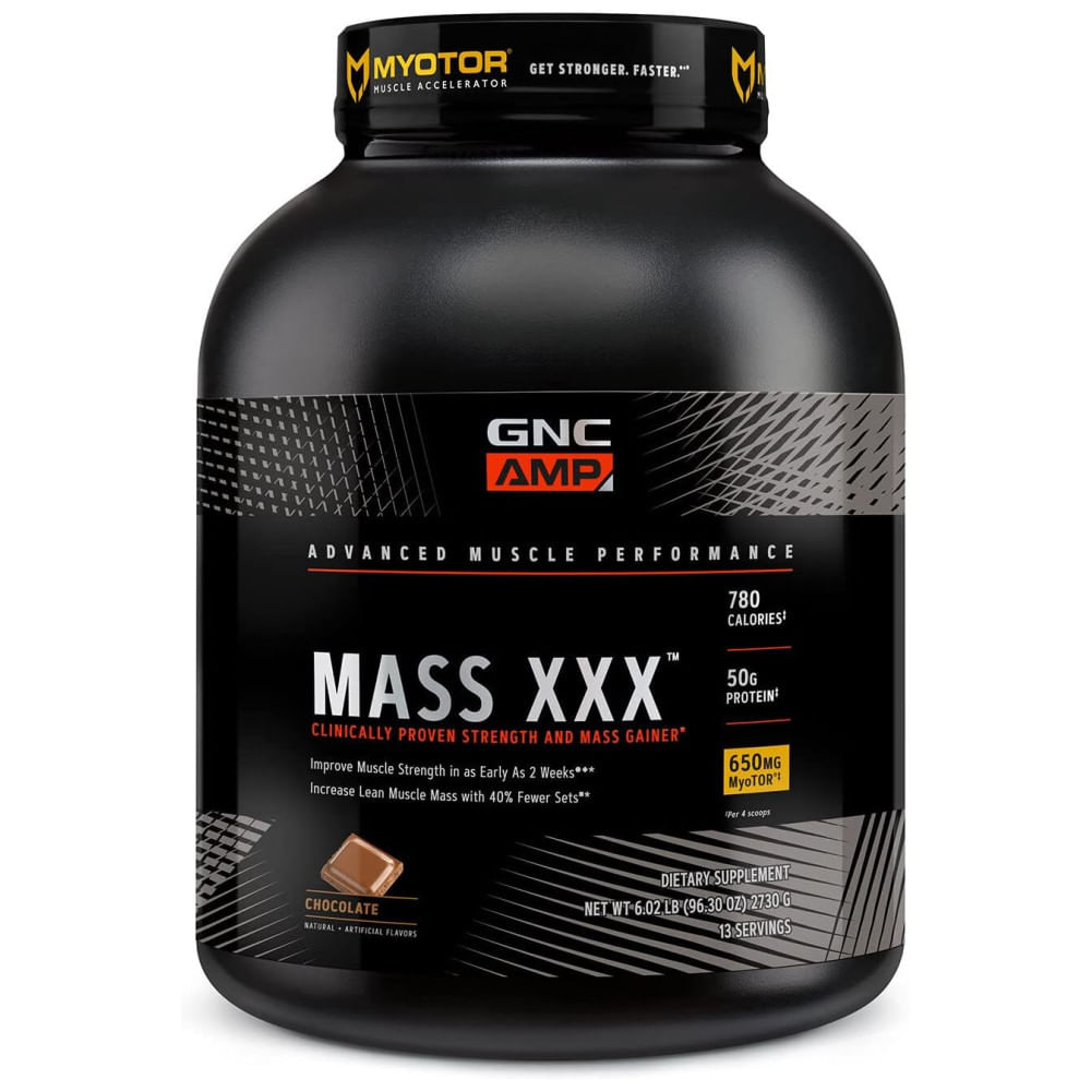 GNC AMP Mass XXX com Proteína MyoTOR , Fórmula para Construção Muscular e Suporte ao Treino com BCAA e Creatina , Chocolate , 13 Porções.