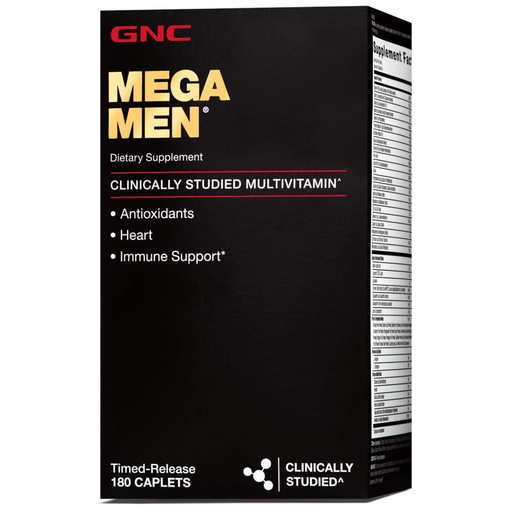 GNC Mega Men Multivitamin, Suporte à Saúde do Coração e Imunidade, 180 Cápsulas.