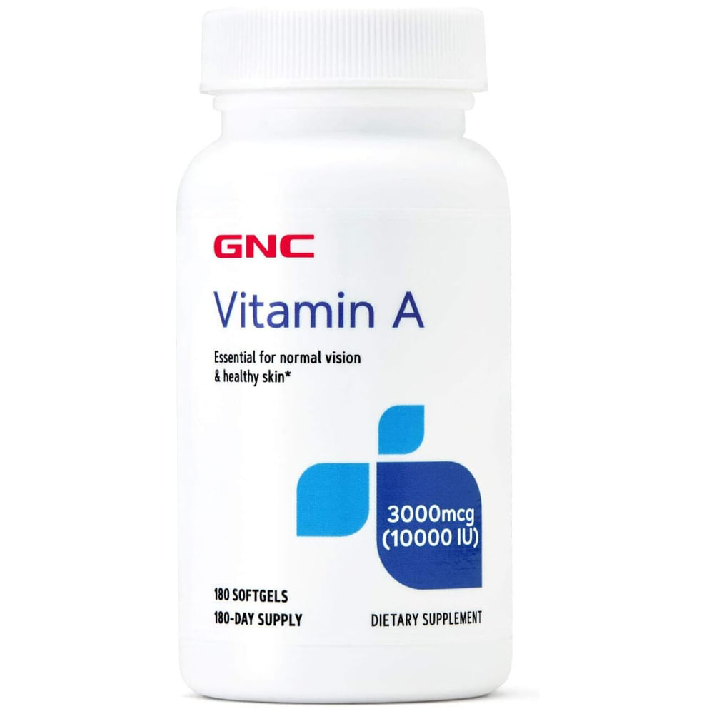 GNC Vitamin A 3000mcg - Suplemento de Vitamina A para Saúde da Pele, Visão e Sistema Imunológico - 180 Cápsulas