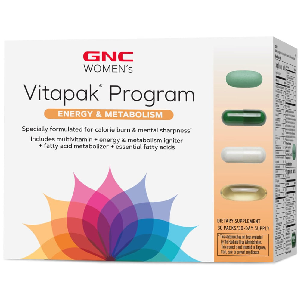 GNC Womens Vitapak Program - Suplemento Diário para Mulheres, Apoia Energia, Metabolismo e Bem-Estar Geral - 30 Pacotes