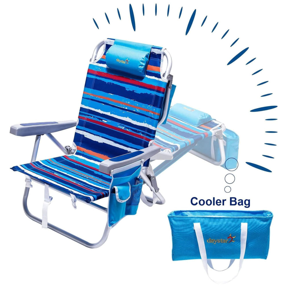 Cadeira de Praia Resistente SUNNYFEEL Com Bolsa Térmica, Porta Copos para Viagem ao Ar Livre, Piquenique, Pesca, Cadeira de Acampamento Dobrável