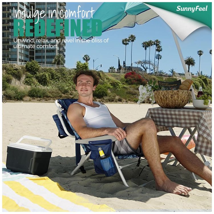 Cadeira-de-Praia-Resistente-SUNNYFEEL-Com-Bolsa-Termica-Imagem-1